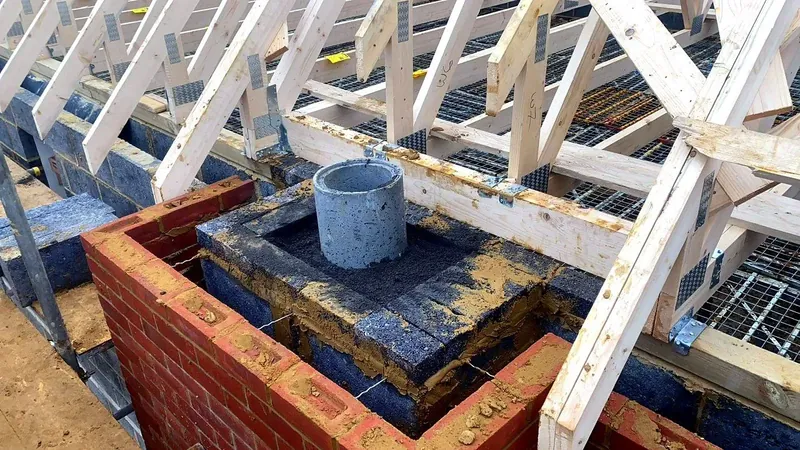 Chimney stack rebuild in progress